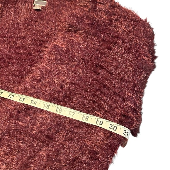 Chelsea28 Soft Eyelash Open Front Cardigan Plum Color Sz Small - Picture 8 of 9